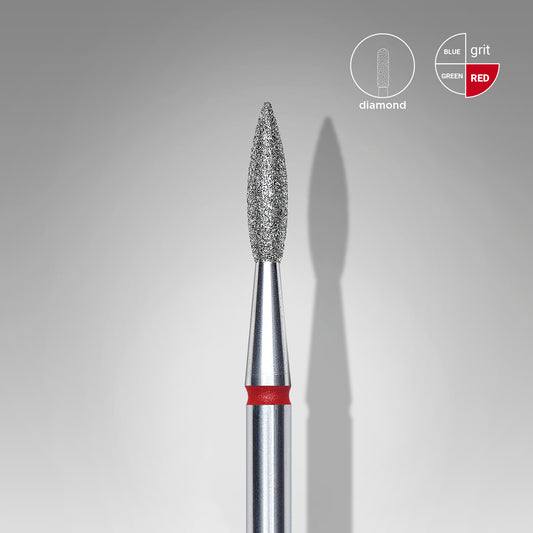 Staleks Diamantový brusný nástavec špičatý - "flame" red - FA11R021/8